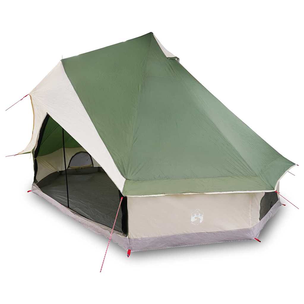 vidaXL Tente Tipi familiale avec toit Vert et beige 400 x 346 x 250 cm - Image 3