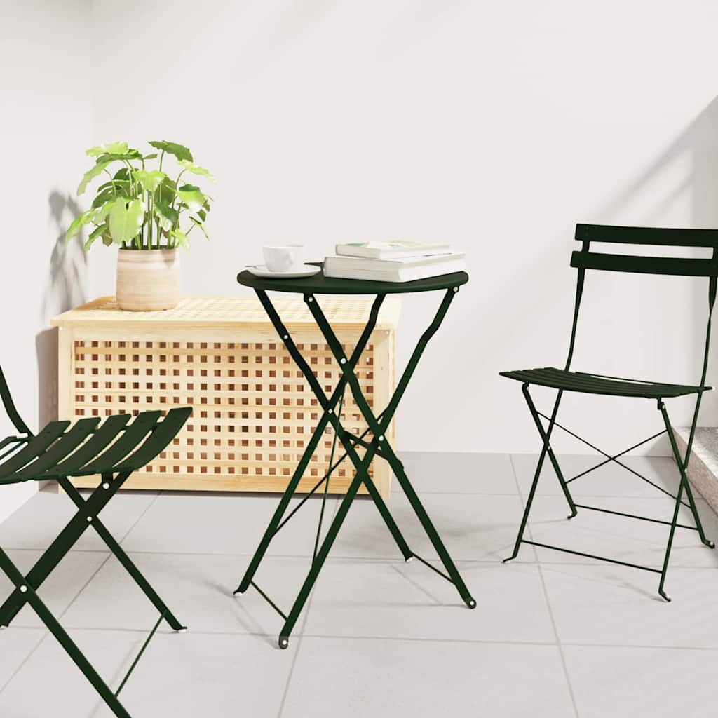 vidaXL Table bistrot Vert foncé Ø50x71 cm Acier revêtu de poudre