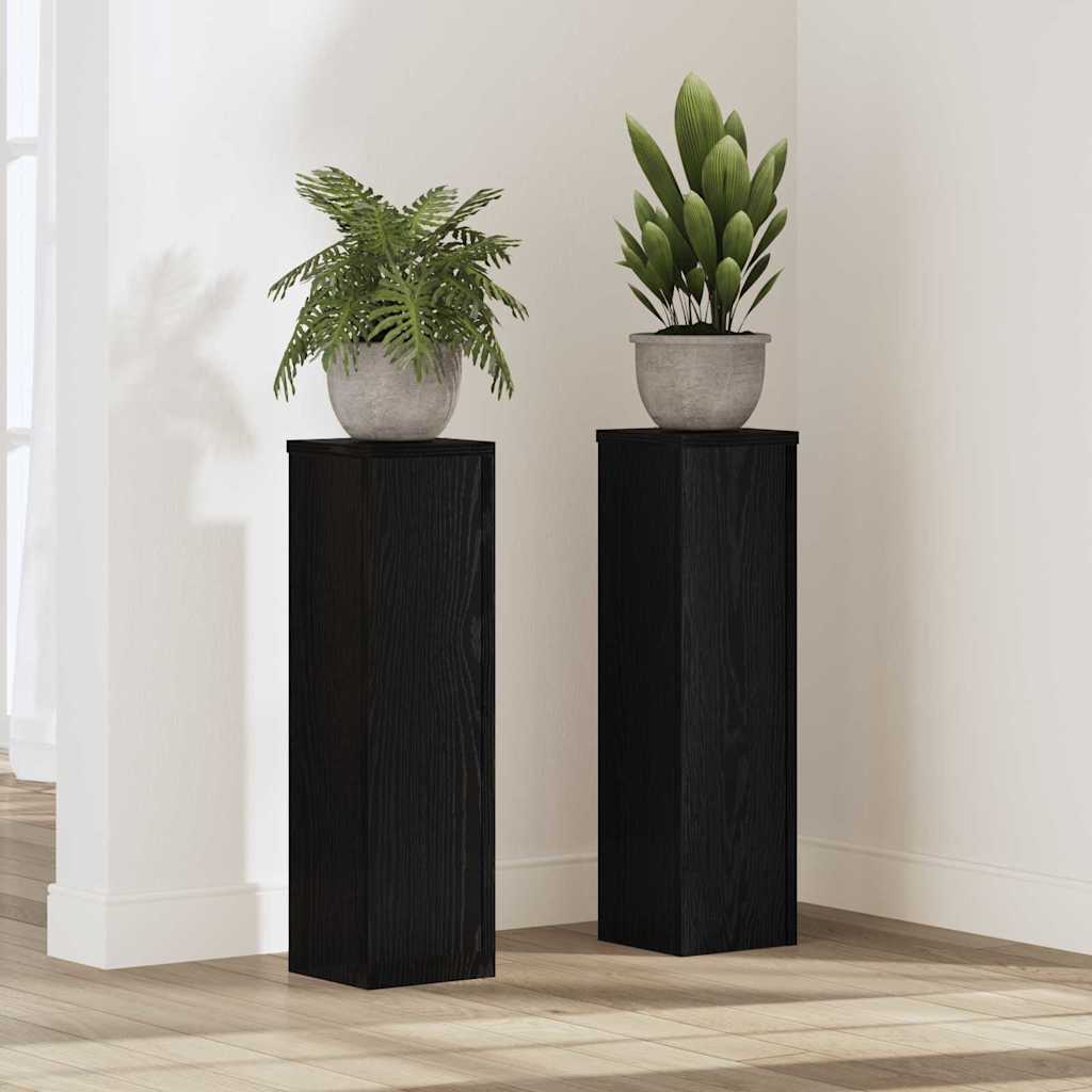 vidaXL Support de Plante 2 pcs Chêne noir 17 x 17 x 60 cm