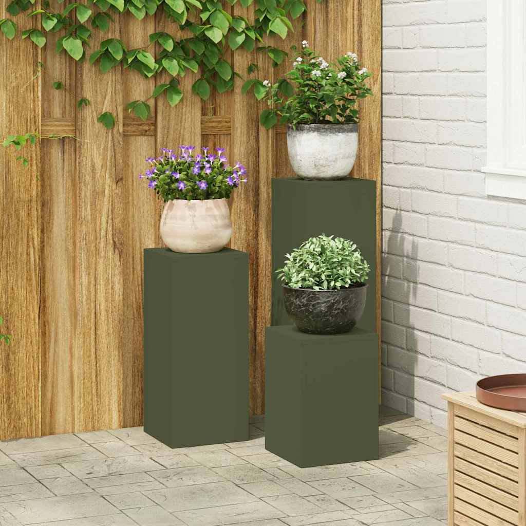 vidaXL Support de Plante 3 pcs Vert olive Acier