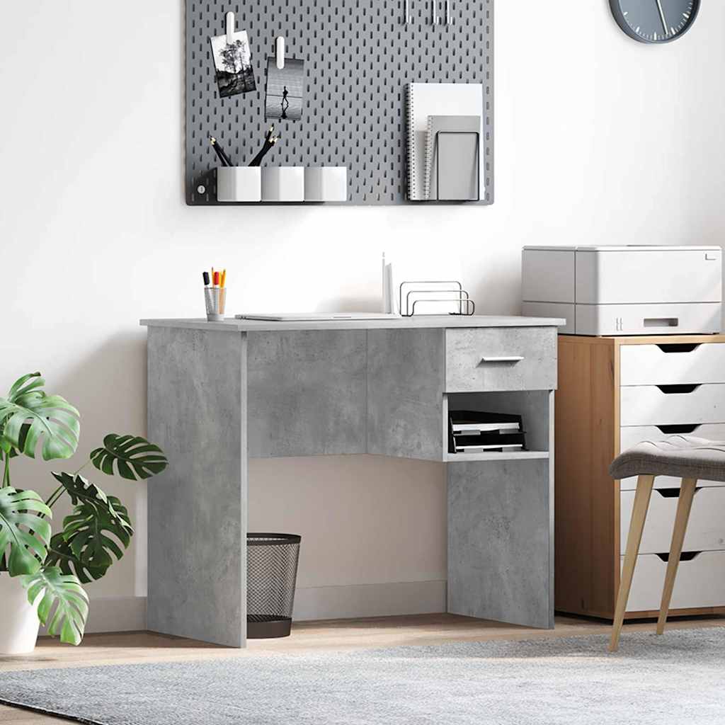 vidaXL Bureau avec tiroir Gris béton 90 x 49 x 75 cm Bois d'ingénierie