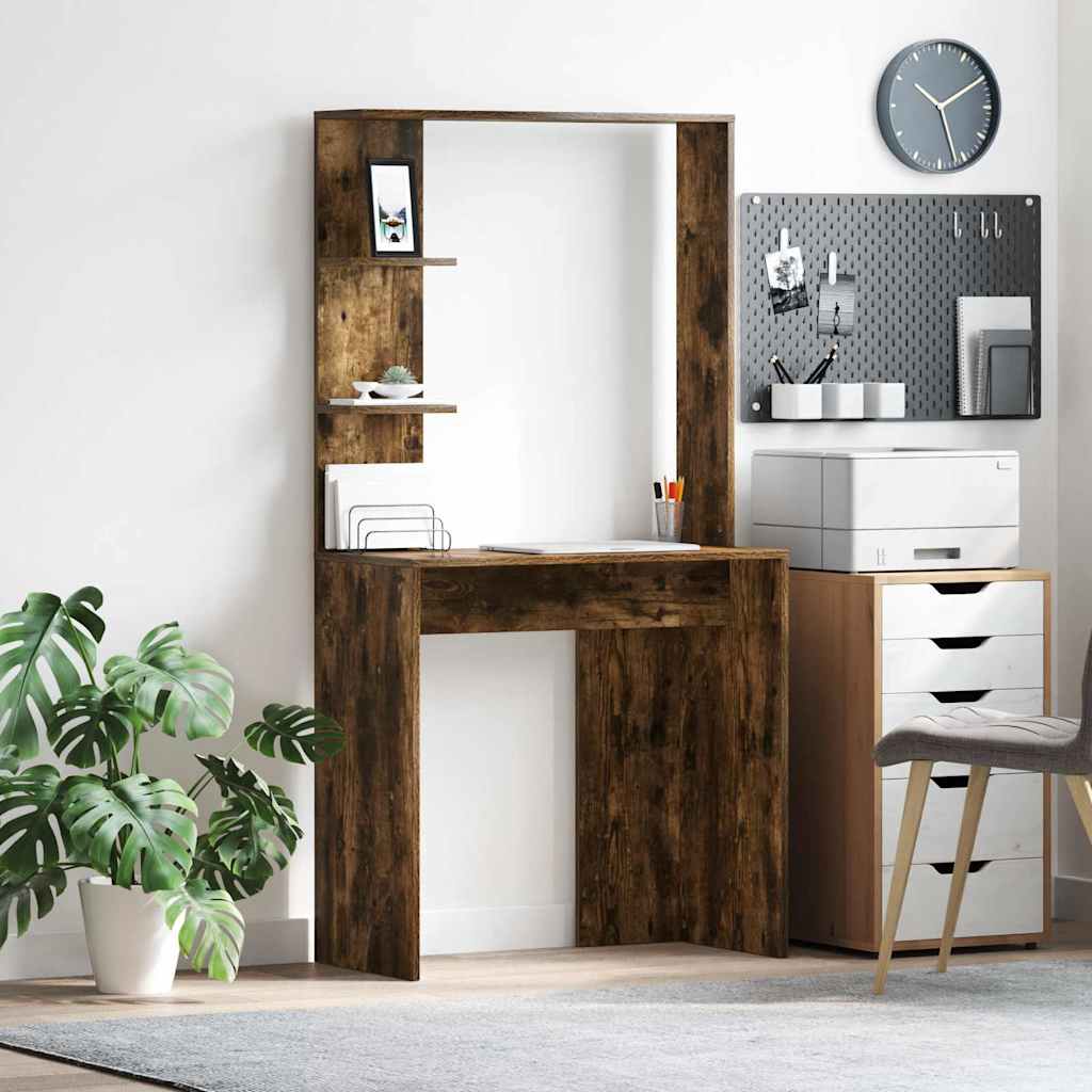 vidaXL Bureau Chêne fumé 78,5 x 37 x 154,5 cm Bois d'ingénierie