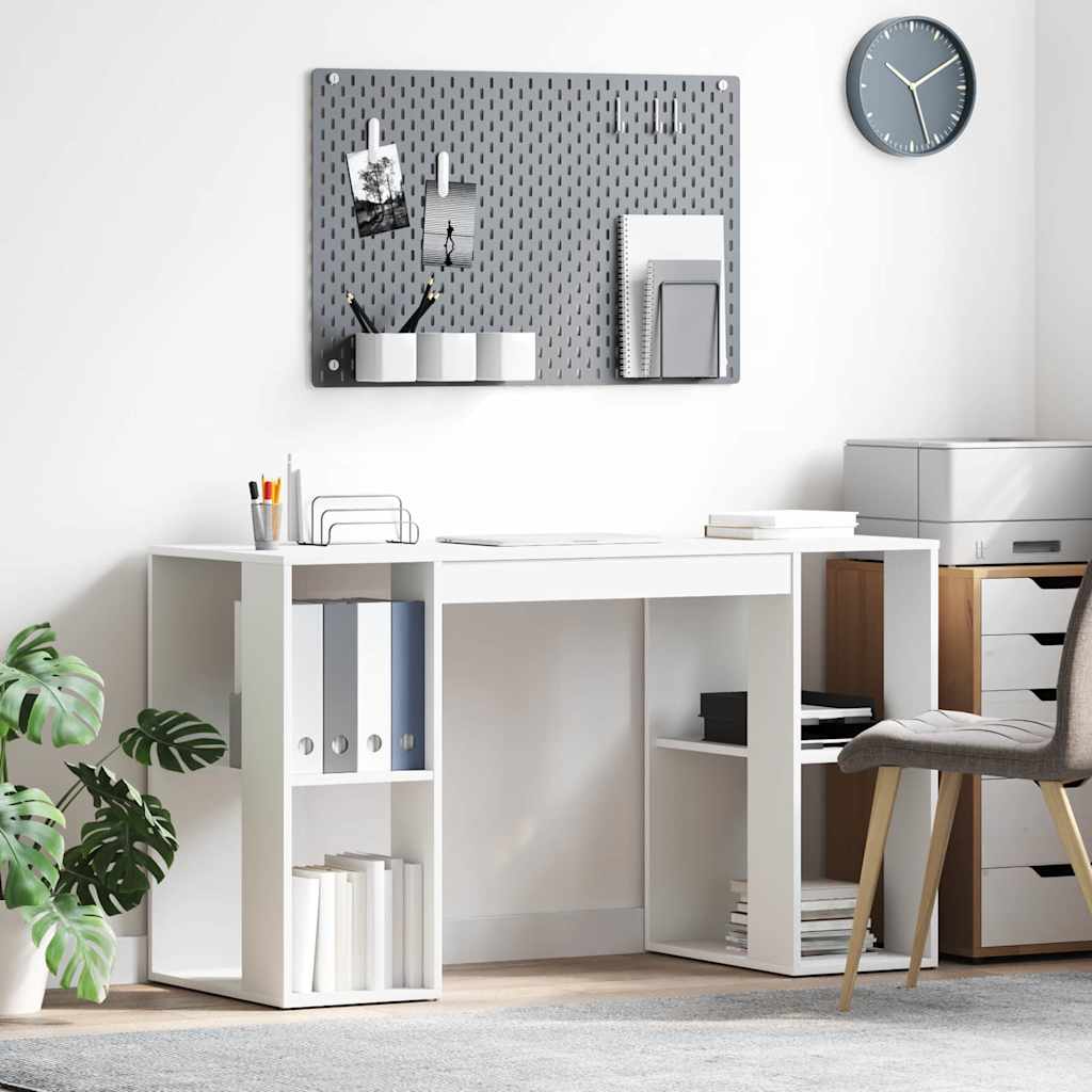 vidaXL Bureau avec étagère Blanc 130 x 50.5 x 75 cm Bois d'ingénierie