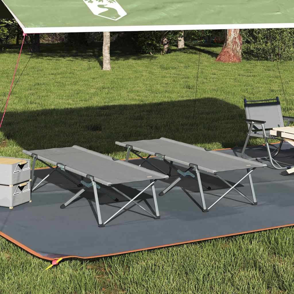 vidaXL Lit de camping pliant 2 pcs Gris 62 x 194 x 42 cm Tissu Oxford