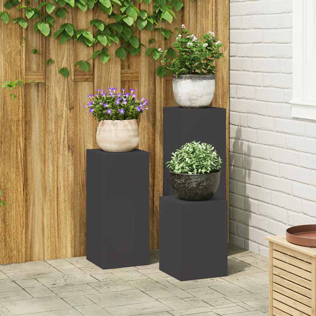 vidaXL Supports pour plantes 3 pcs Noir Acier