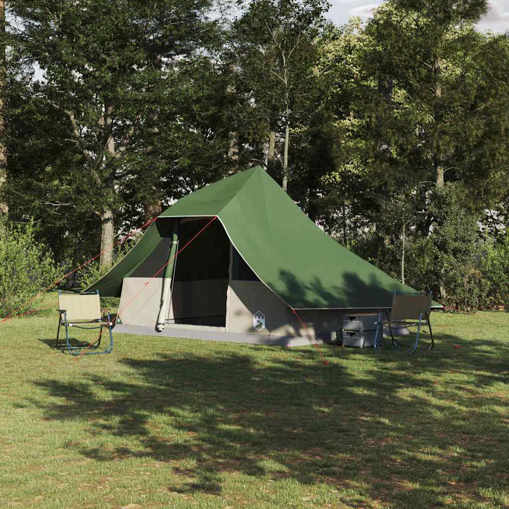 vidaXL Tente Tipi familiale avec toit Vert 364 x 281 x 257 cm