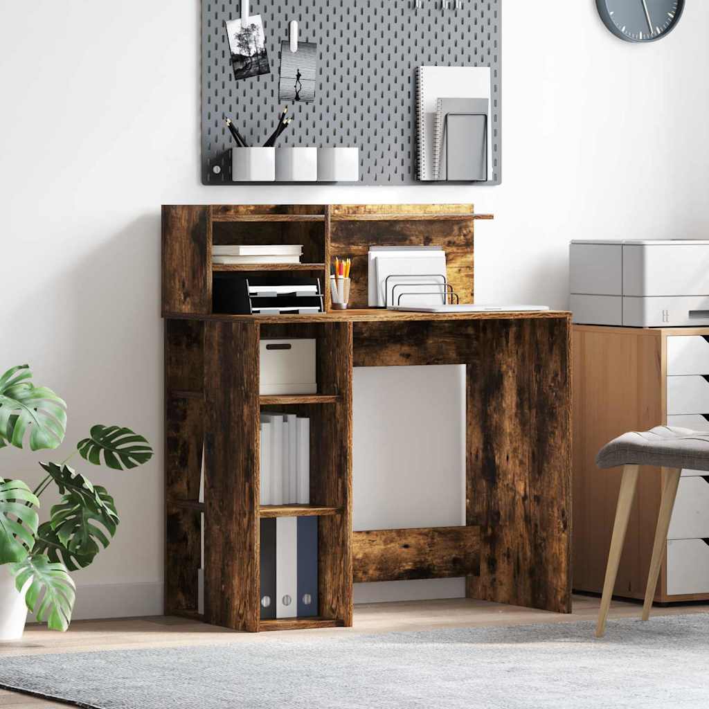vidaXL Bureau Chêne fumé 90 x 48 x 101,5 cm Bois d'ingénierie