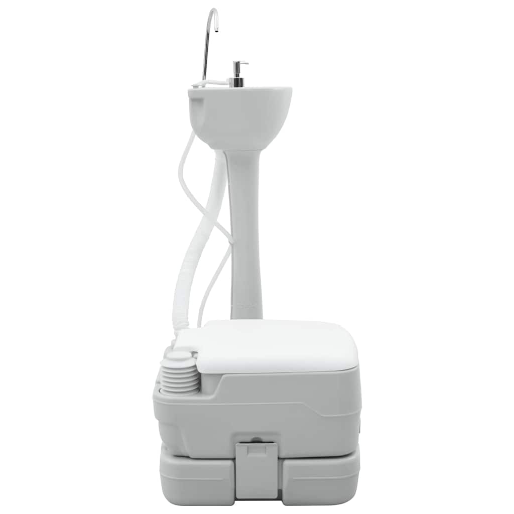 vidaXL Toilette de Camping 2 pcs Gris et blanc - Image 4