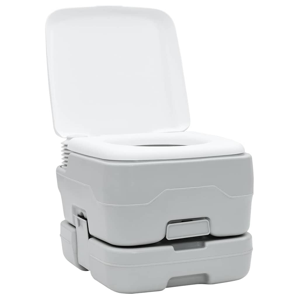 vidaXL Toilette de Camping 2 pcs Gris et blanc - Image 6