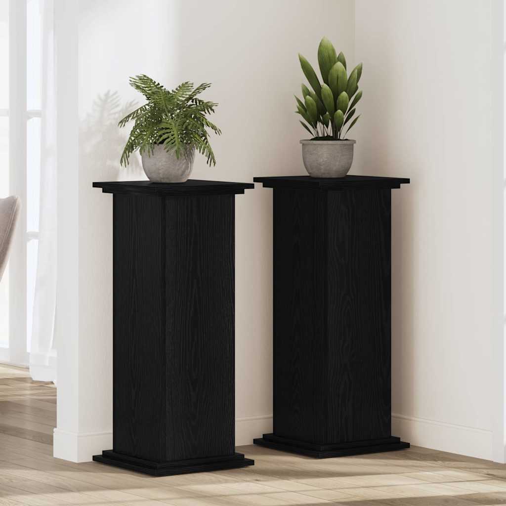 vidaXL Support de Plante Chêne noir 33 x 33 x 100 cm Bois d'ingénierie