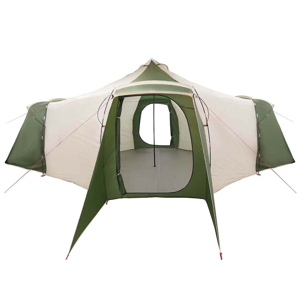 vidaXL Tente Tipi avec toit Vert et beige 492 x 492 x 275 cm tissu - Image 4
