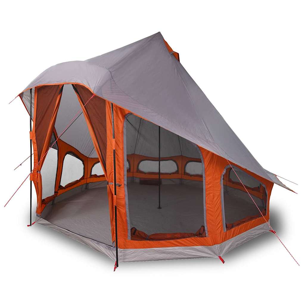 vidaXL Tente Tipi familiale Gris et orange 404 x 370 x 270 cm - Image 3