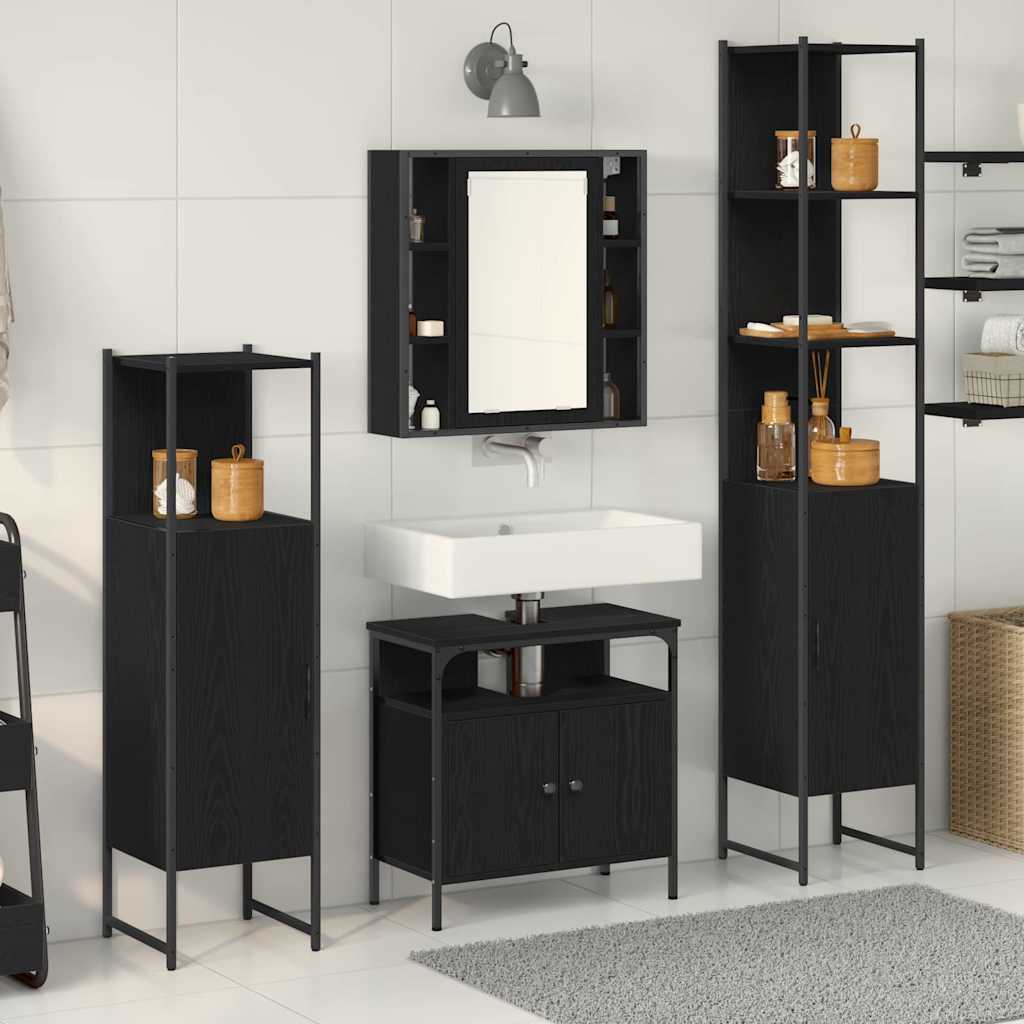 vidaXL Ensemble de mobilier de salle de bain 4 pcs Chêne noir