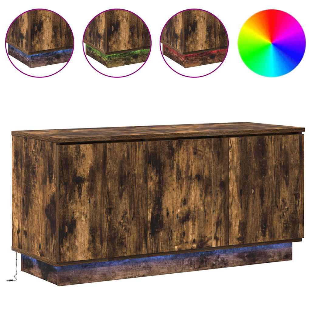vidaXL Meuble TV Chêne fumé 100 x 38 x 49 cm Bois d'ingénierie - Image 4