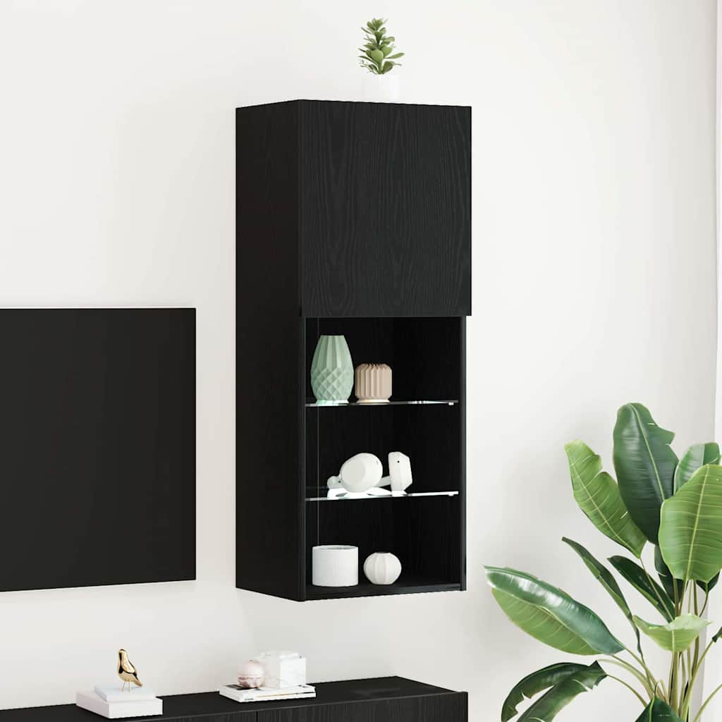 vidaXL Ensemble meuble TV Montage mural Chêne noir 40,5 x 30 x 102 cm