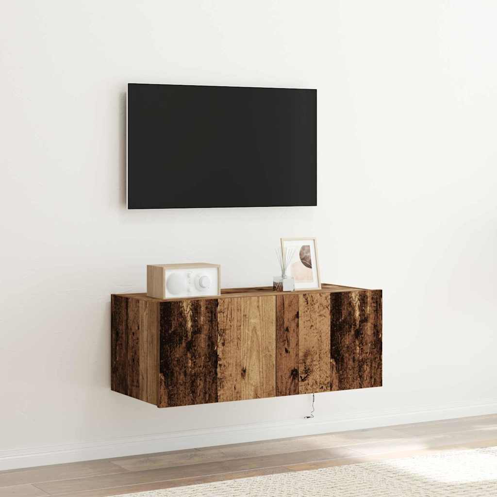 vidaXL Meuble TV mural Bois Ancien 80 x 35 x 31 cm Bois d'ingénierie