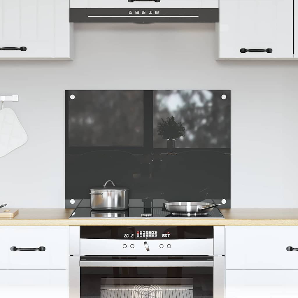vidaXL Protection de cuisine Gris foncé 70 x 50 x 0,6 cm verre trempé