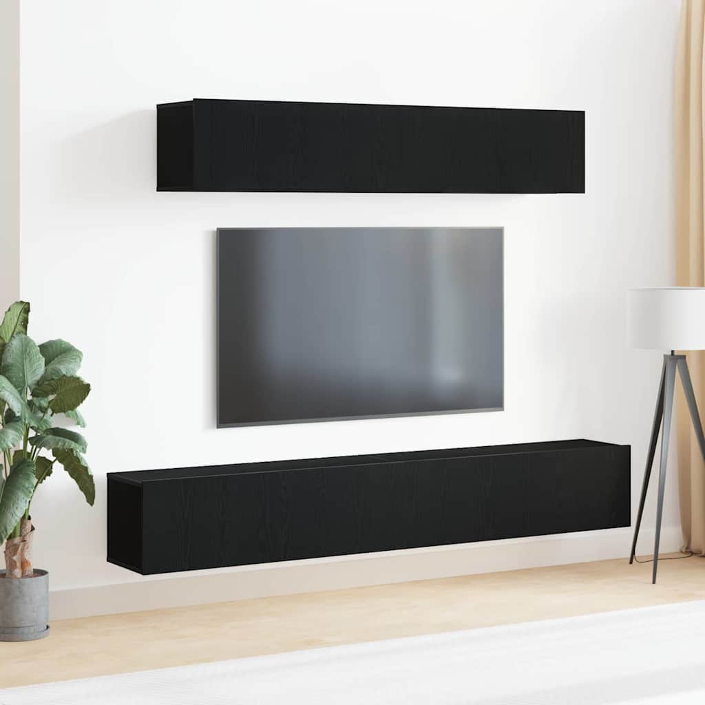 vidaXL Ensemble meuble TV Montage mural Chêne noir Bois d'ingénierie
