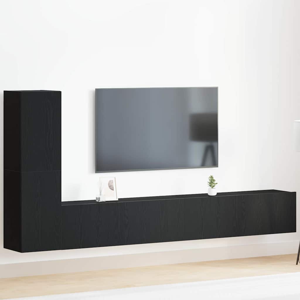 vidaXL Ensemble meuble TV Montage mural Chêne noir Bois d'ingénierie