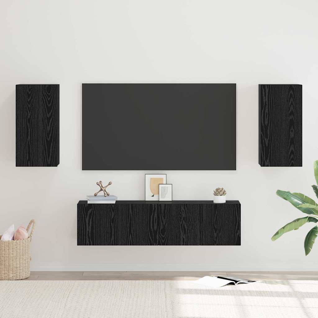 vidaXL Ensemble meuble TV Montage mural Chêne noir Bois d'ingénierie