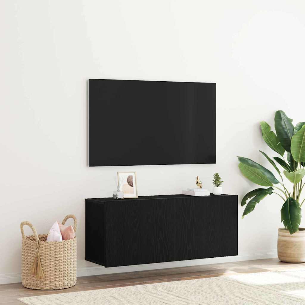 vidaXL Ensemble meuble TV Montage mural Chêne noir 100 x 30 x 41 cm