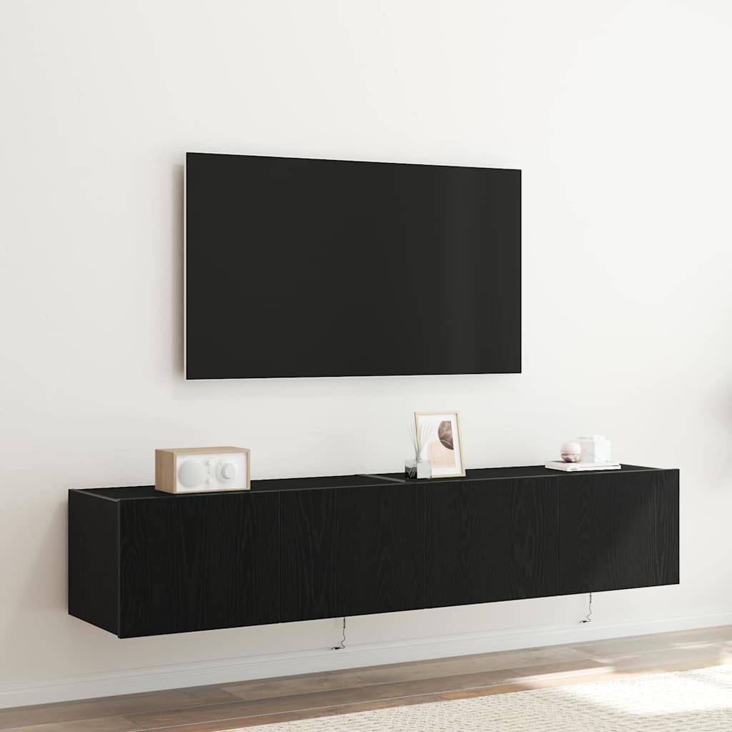 vidaXL Meuble TV mural Montage mural 2 pcs Chêne noir 80 x 35 x 31 cm
