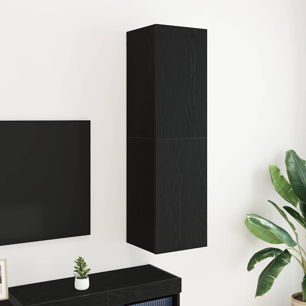vidaXL Meuble TV mural Chêne noir 30,5 x 30 x 110 cm Bois d'ingénierie