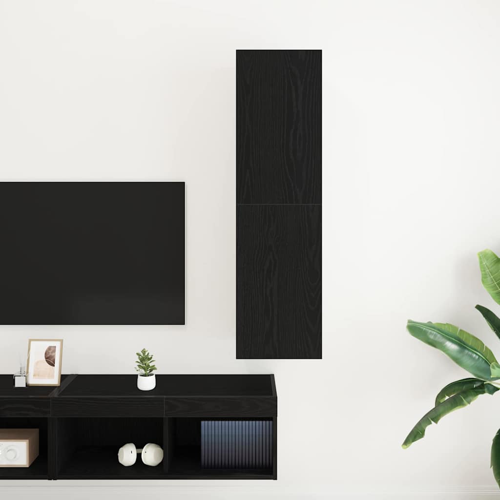 vidaXL Meuble TV mural Chêne noir 30,5 x 30 x 110 cm Bois d'ingénierie - Image 4