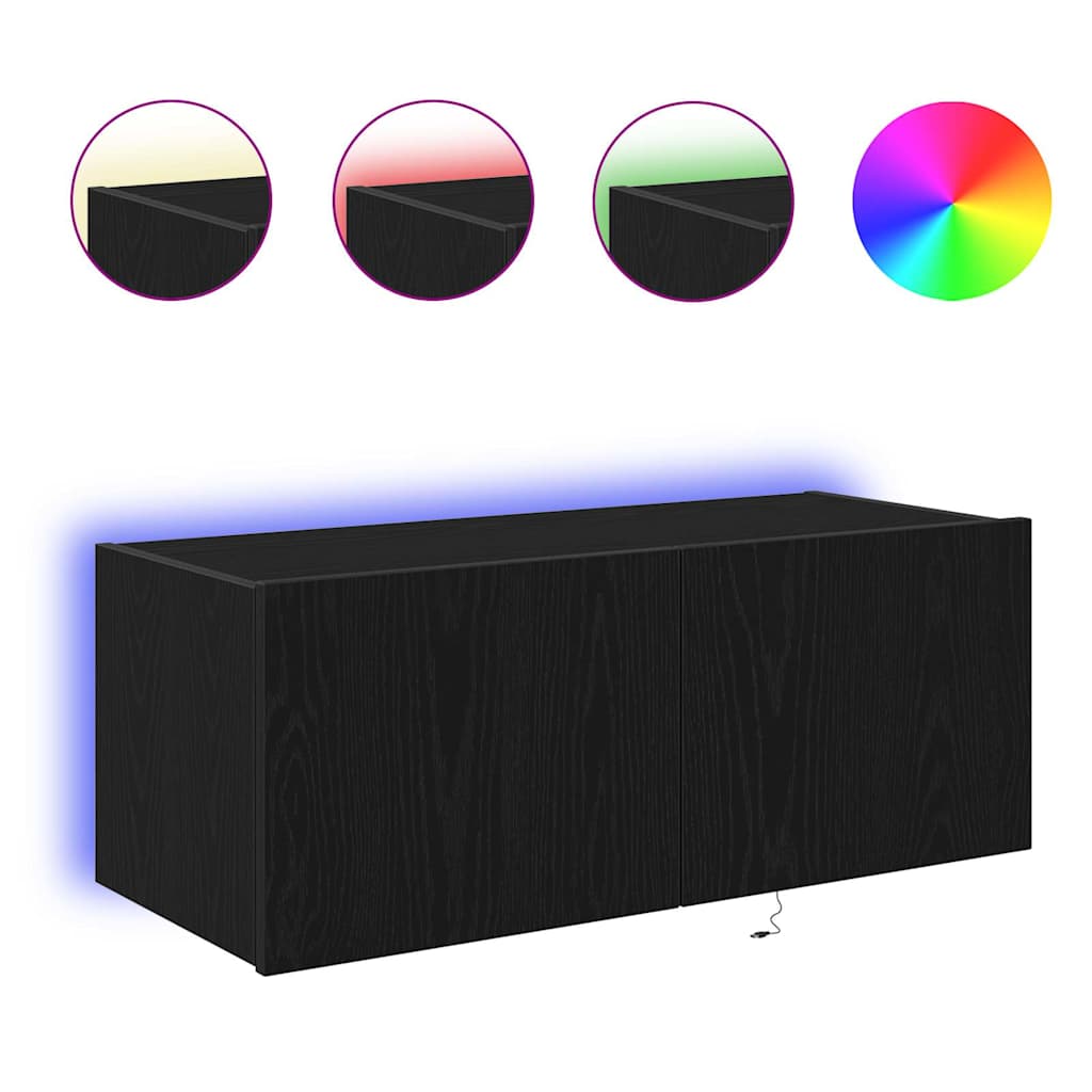 vidaXL Meuble TV mural Chêne noir 80 x 35 x 31 cm Bois d'ingénierie - Image 4