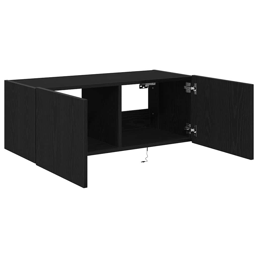 vidaXL Meuble TV mural Chêne noir 80 x 35 x 31 cm Bois d'ingénierie - Image 6