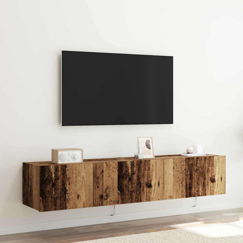 vidaXL Meuble TV mural Montage mural 2 pcs Bois Ancien 80 x 35 x 31 cm
