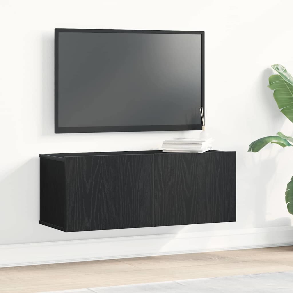 vidaXL Meuble TV 2 pcs Chêne noir 80 x 30 x 30 cm Bois d'ingénierie