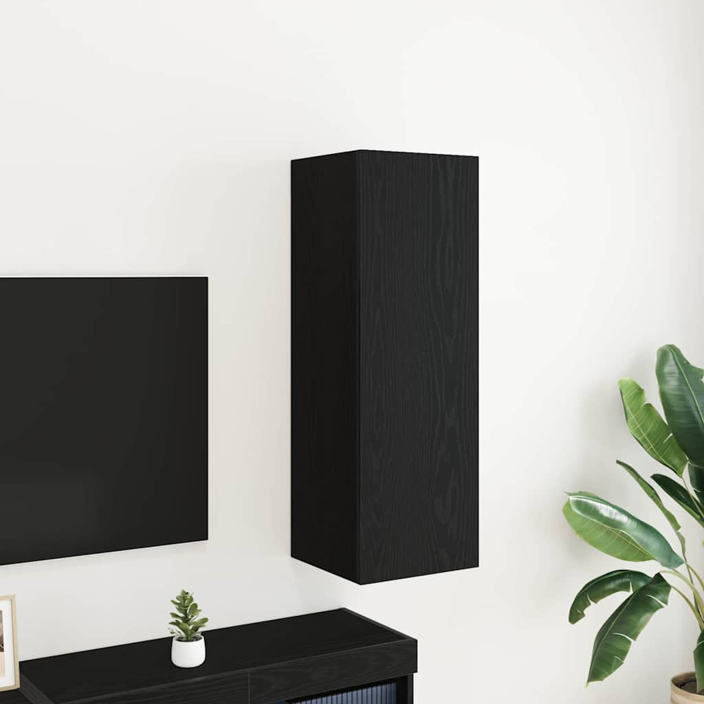vidaXL Meuble TV mural Chêne noir 30,5 x 30 x 90 cm Bois d'ingénierie