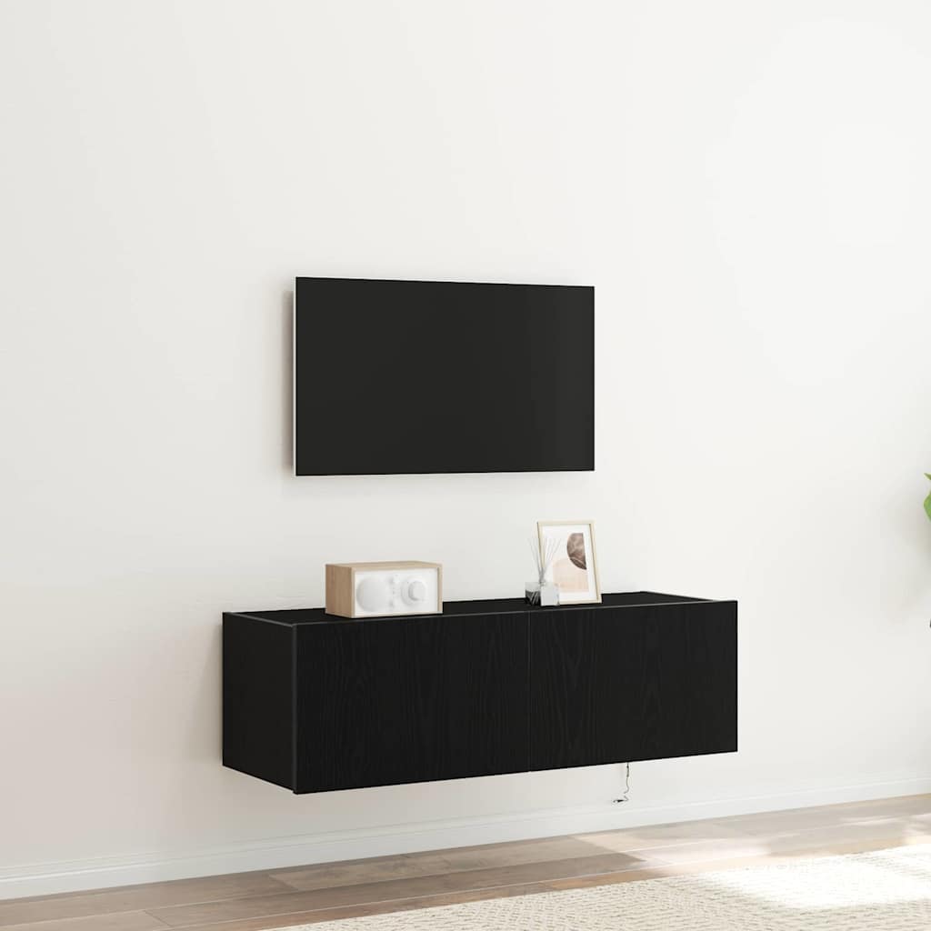vidaXL Meuble TV mural Montage mural 2 pcs Chêne noir 100 x 35 x 31 cm