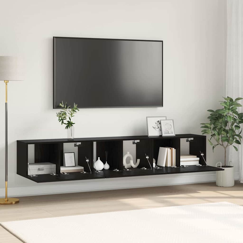 vidaXL Ensemble meuble TV 3 pcs Noir 60 x 30 x 30 cm Bois d'ingénierie