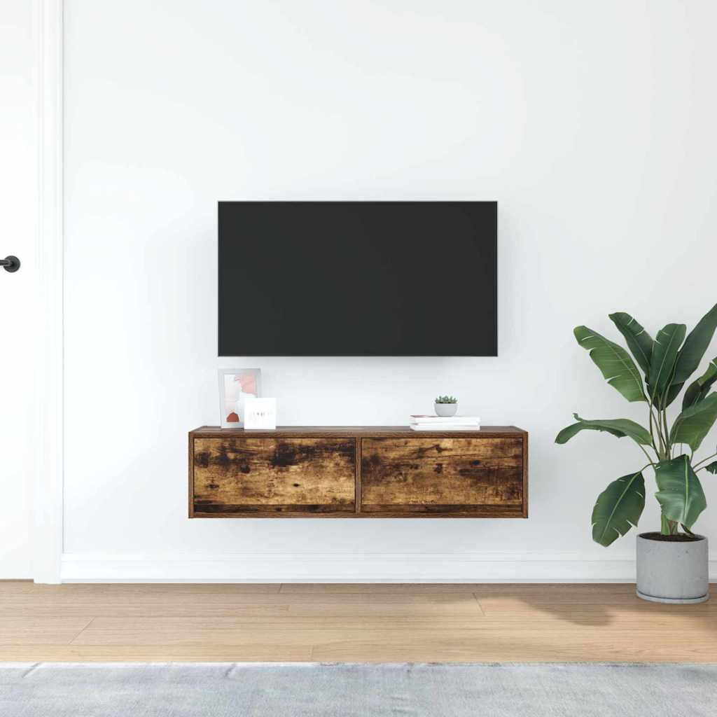 vidaXL Meuble TV Chêne fumé 100 x 31 x 25.5 cm Bois d'ingénierie - Image 4