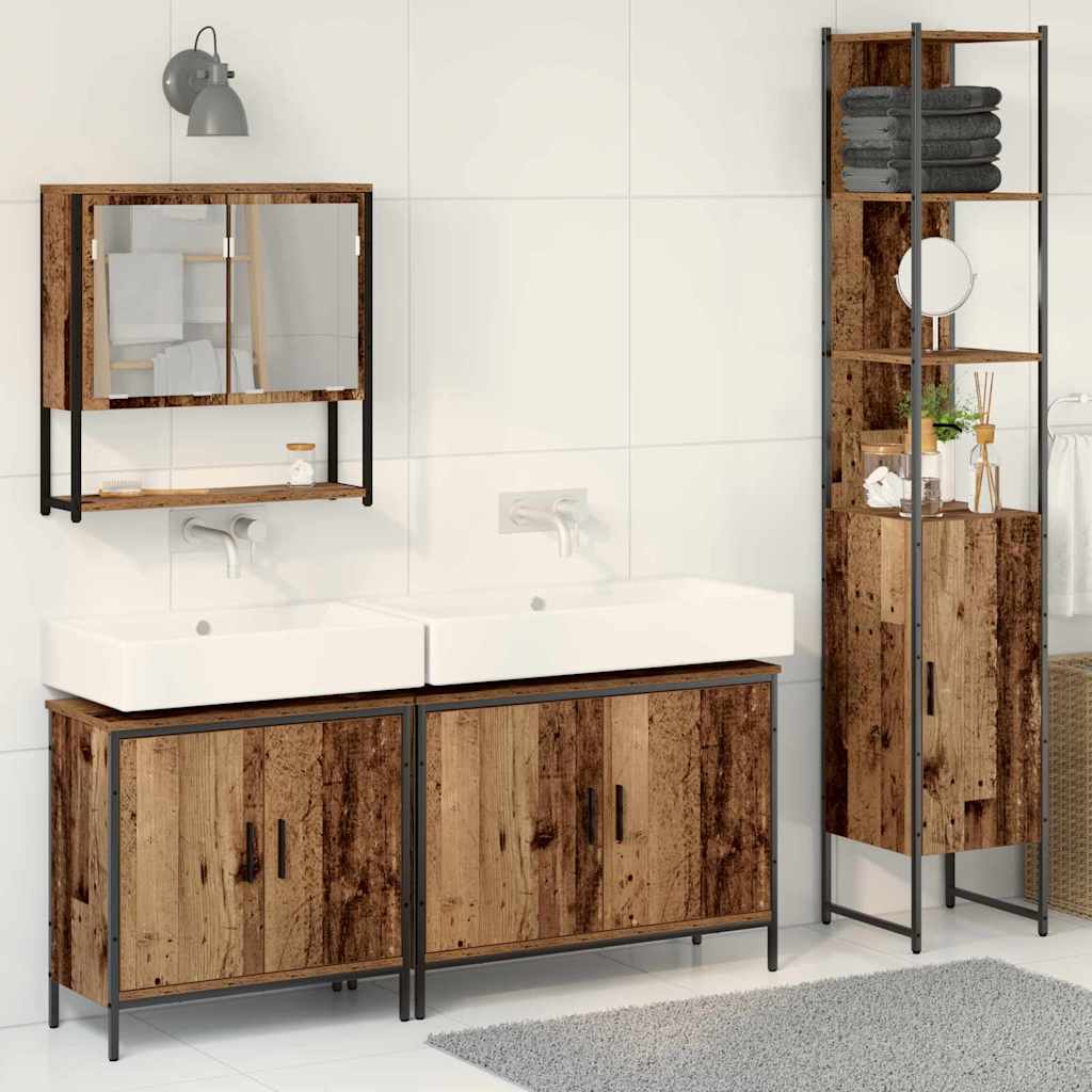 vidaXL Ensemble de mobilier de salle de bain avec étagère 4 pcs Marron