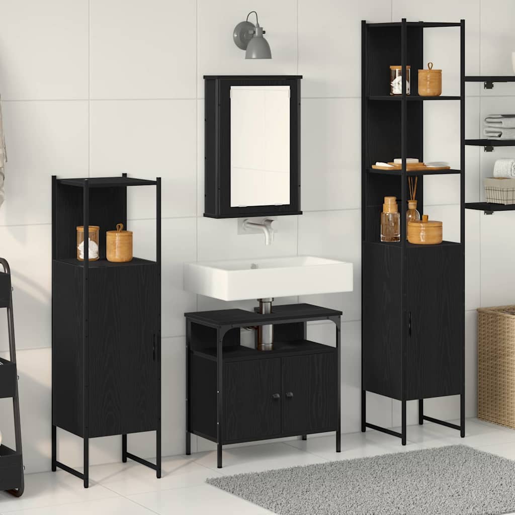 vidaXL Ensemble de mobilier de salle de bain 4 pcs Chêne noir