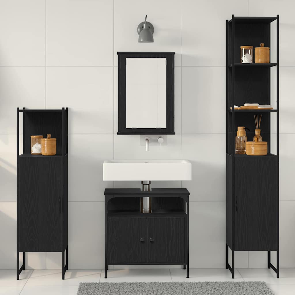 vidaXL Ensemble de mobilier de salle de bain 4 pcs Chêne noir - Image 4