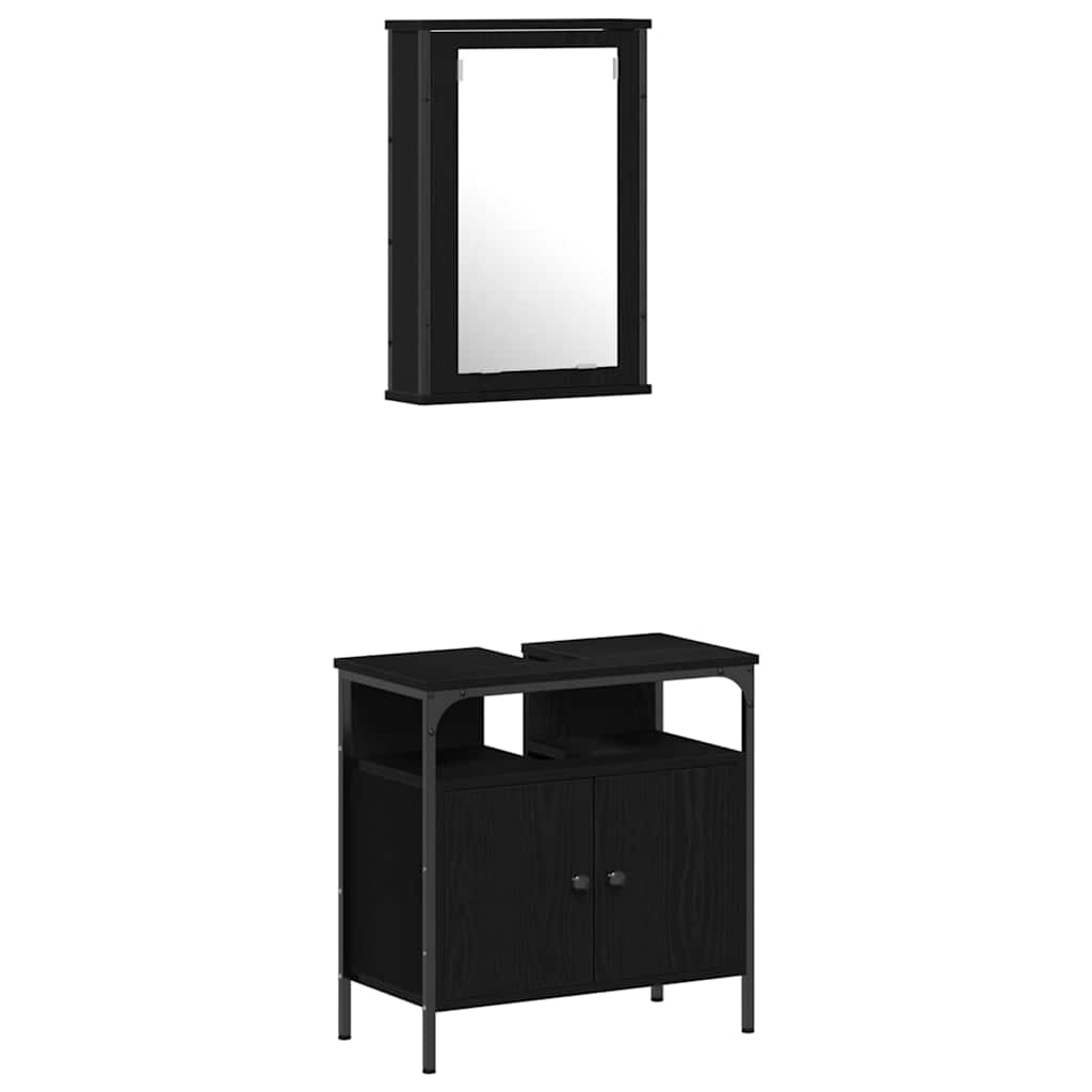 vidaXL Ensemble de mobilier de salle de bain 4 pcs Chêne noir - Image 6