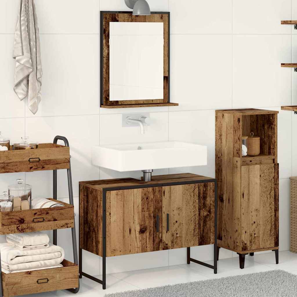 vidaXL Ensemble de mobilier de salle de bain avec porte 2 pcs Marron