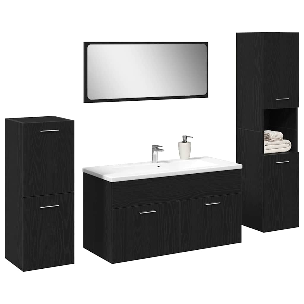 vidaXL Ensemble de mobilier de salle de bain 4 pcs Chêne noir - Image 3