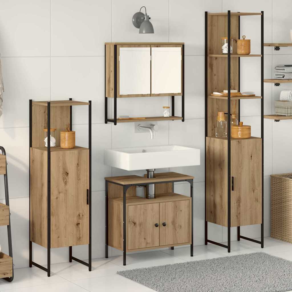 vidaXL Ensemble de mobilier de salle de bain 4 pcs chêne artisanal