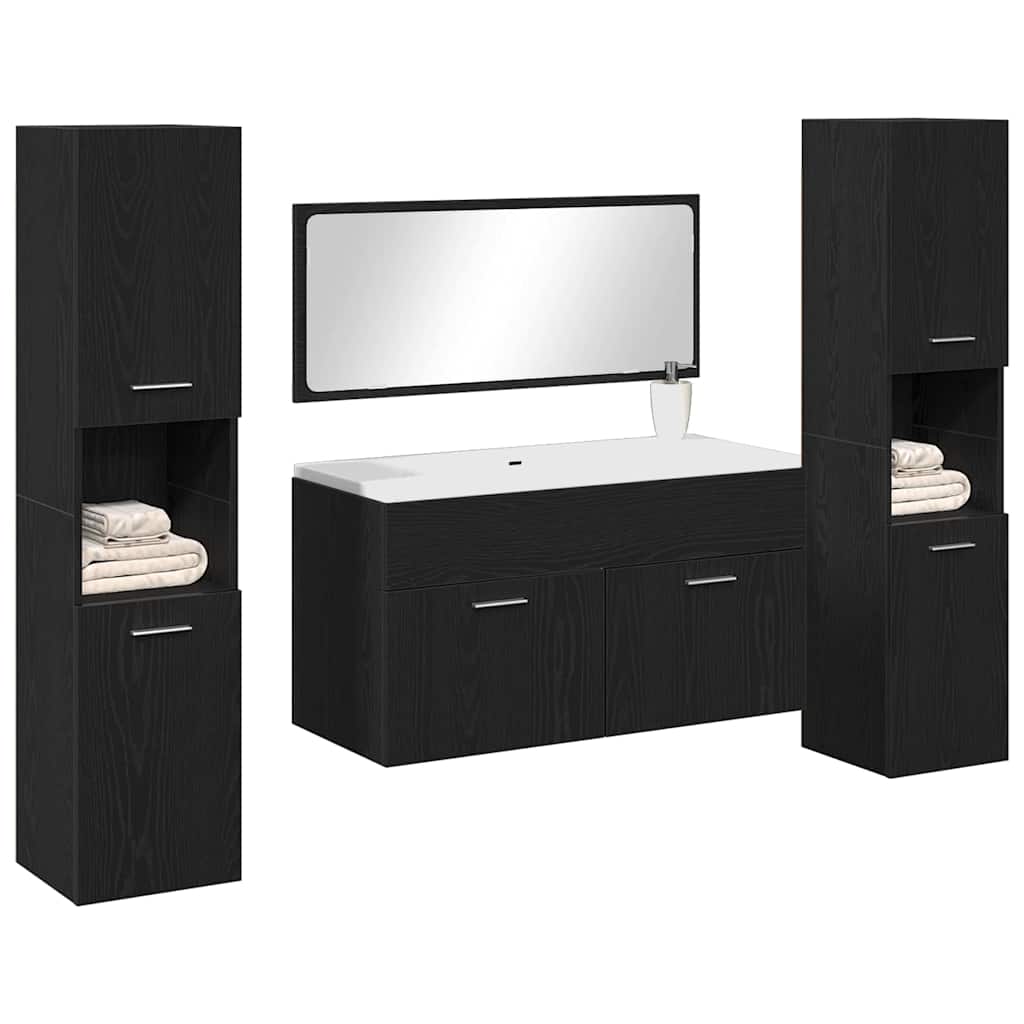 vidaXL Ensemble de mobilier de salle de bain 4 pcs Chêne noir - Image 3
