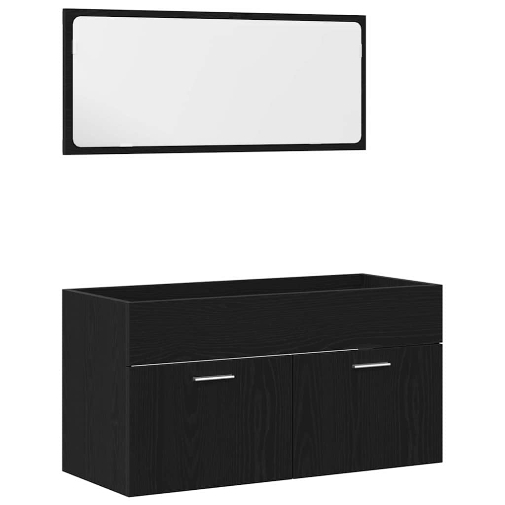 vidaXL Ensemble de mobilier de salle de bain 4 pcs Chêne noir - Image 6