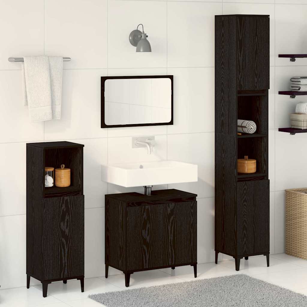 vidaXL Ensemble de mobilier de salle de bain 3 pcs Chêne noir