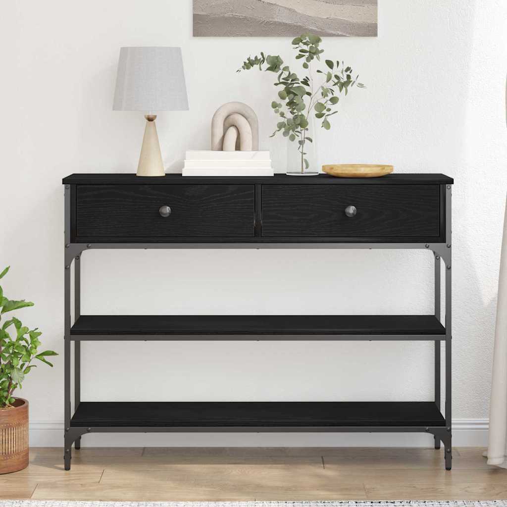 vidaXL Table Console avec tiroir Chêne noir 100 x 25 x 75 cm - Image 4