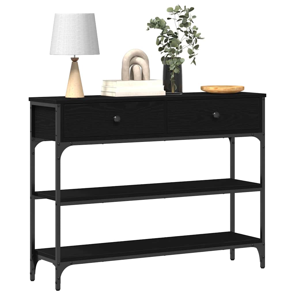 vidaXL Table Console avec tiroir Chêne noir 100 x 25 x 75 cm - Image 3