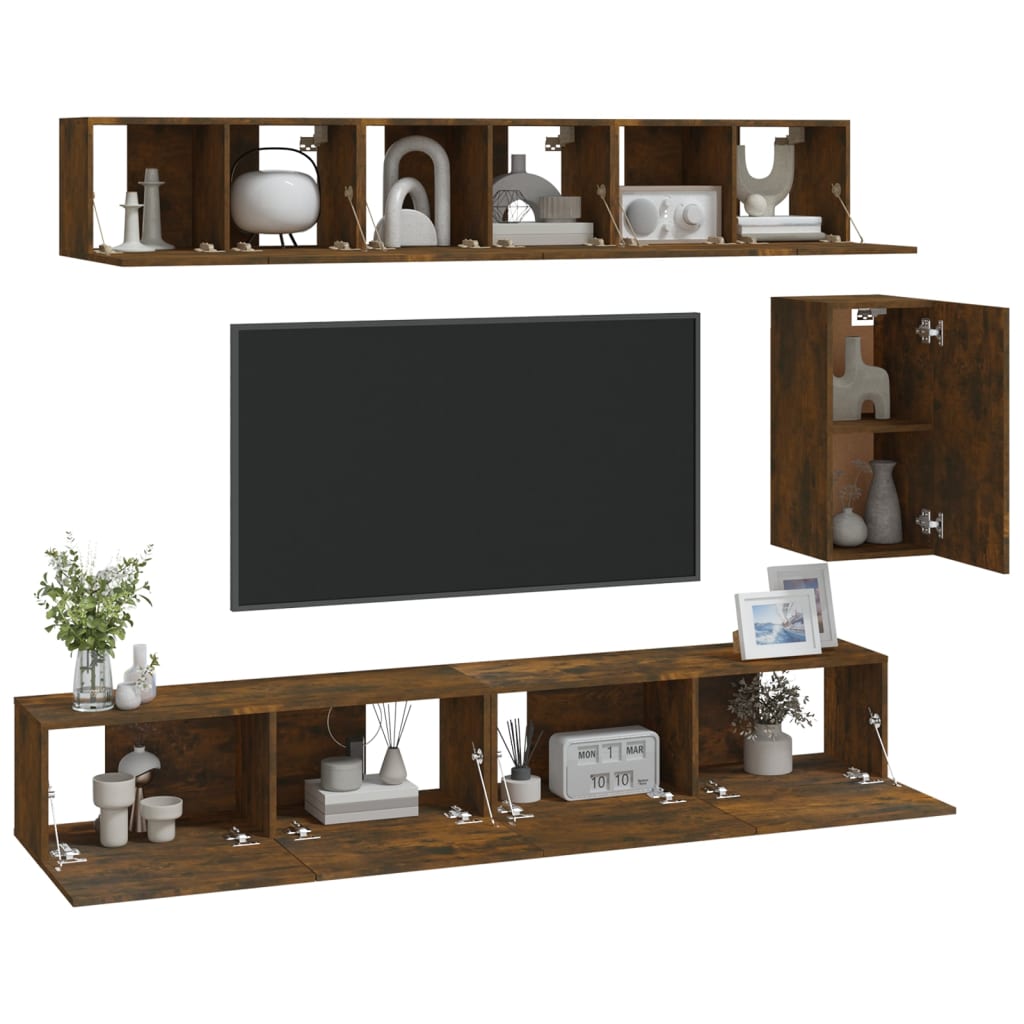 vidaXL Ensemble de meubles TV 6 pcs Chêne fumé Bois d'ingénierie - Image 3