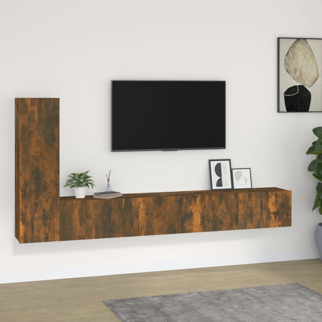 vidaXL Ensemble de meubles TV 3 pcs Chêne fumé Bois d'ingénierie
